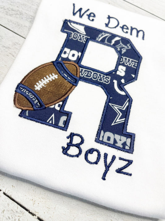 Cowboys Football w/ Initial Shirt for Kids | Daddy's Football Buddy | Kids Football Shirt | Infant Football Fan | Cowboys Inspired Football
