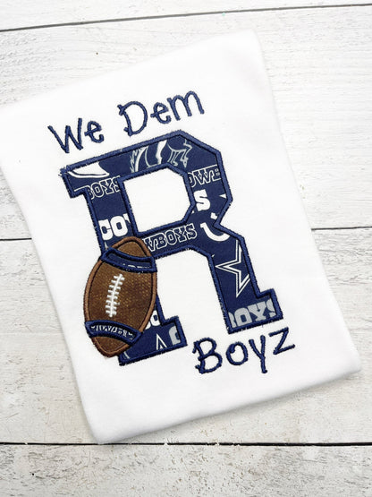 Cowboys Football w/ Initial Shirt for Kids | Daddy's Football Buddy | Kids Football Shirt | Infant Football Fan | Cowboys Inspired Football