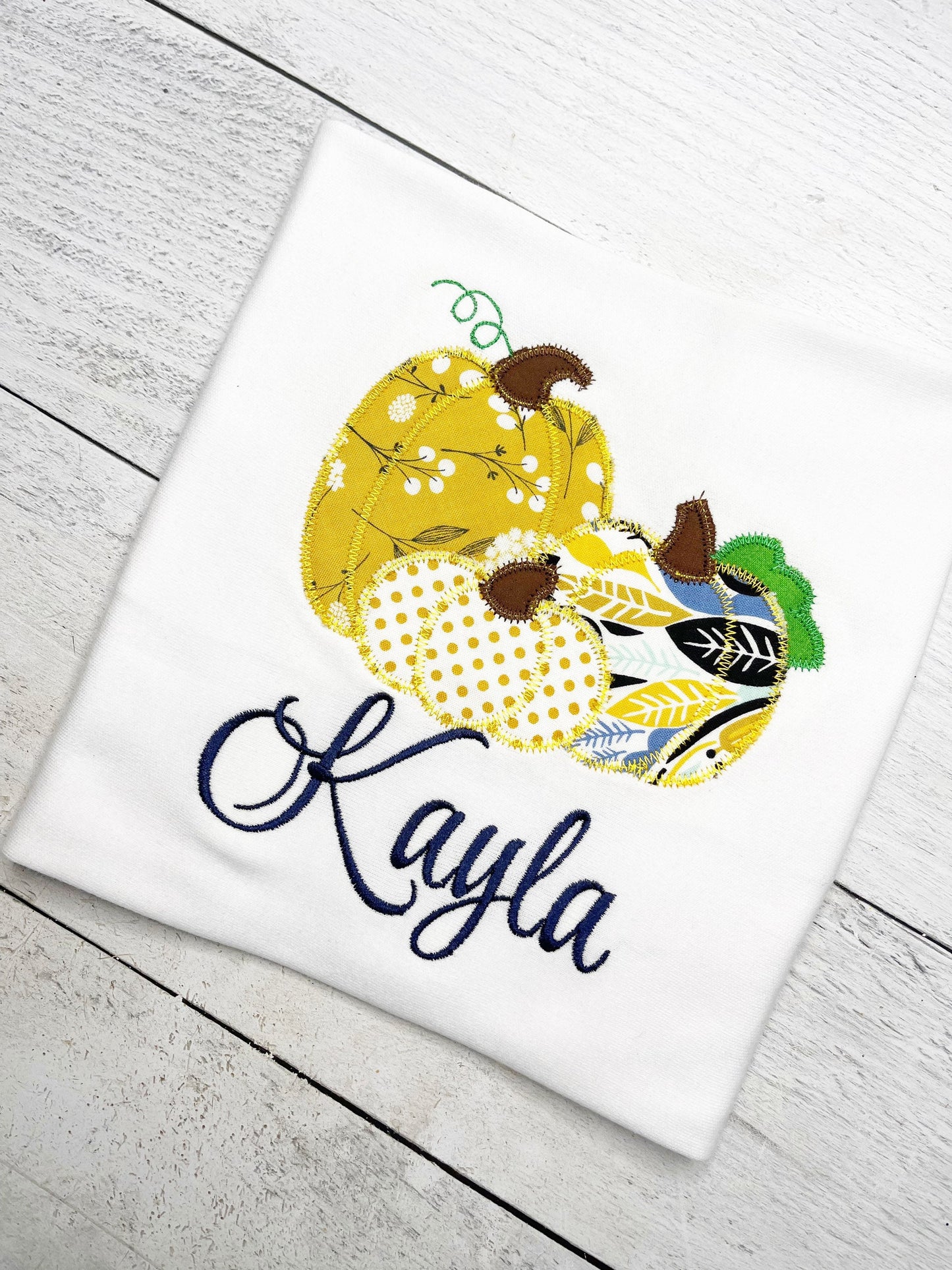 Triple Golden Pumpkin Shirt| Traditional Thanksgiving Shirt | Embroidery Pumpkin Name Shirt