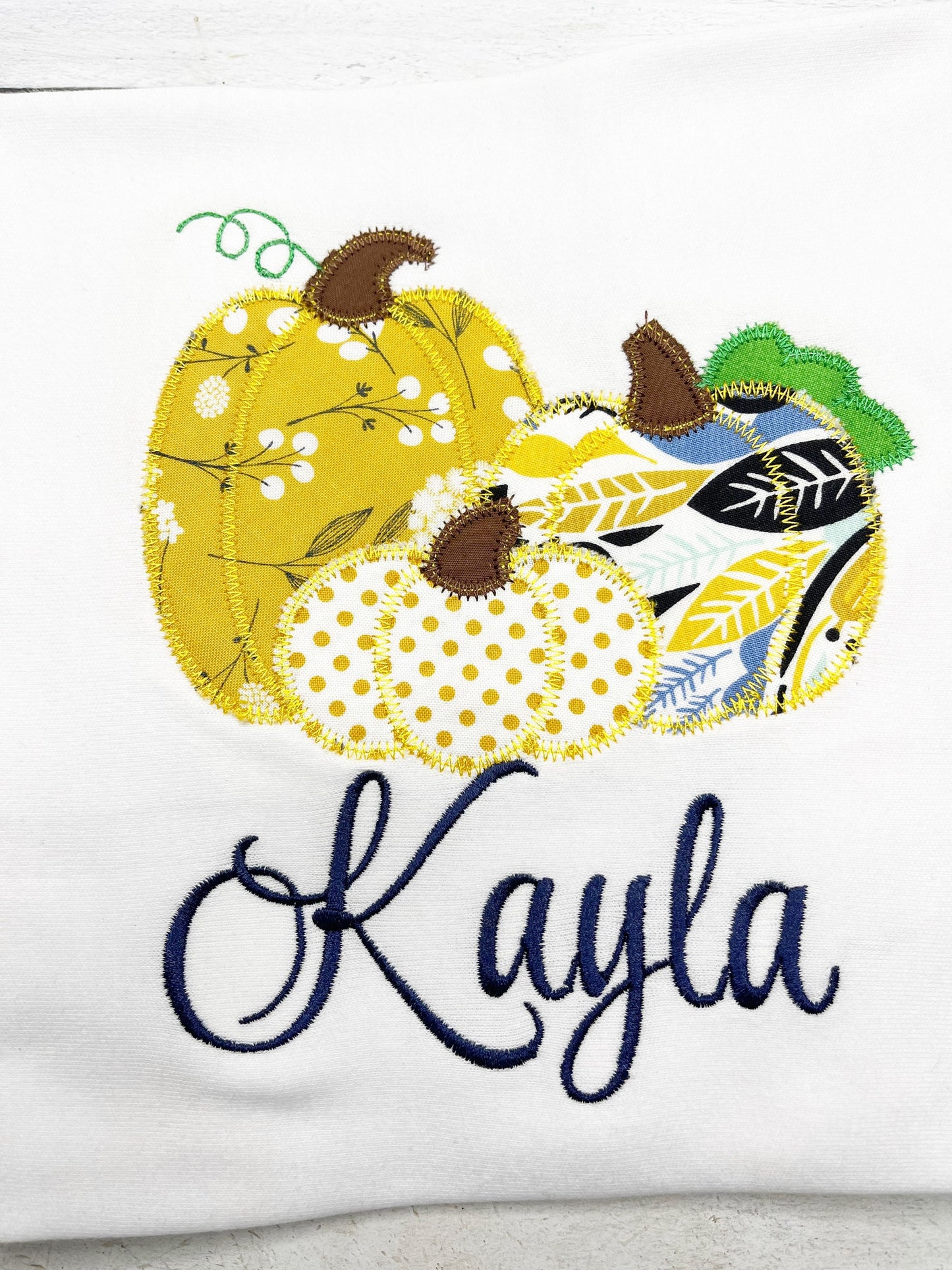 Triple Golden Pumpkin Shirt| Traditional Thanksgiving Shirt | Embroidery Pumpkin Name Shirt