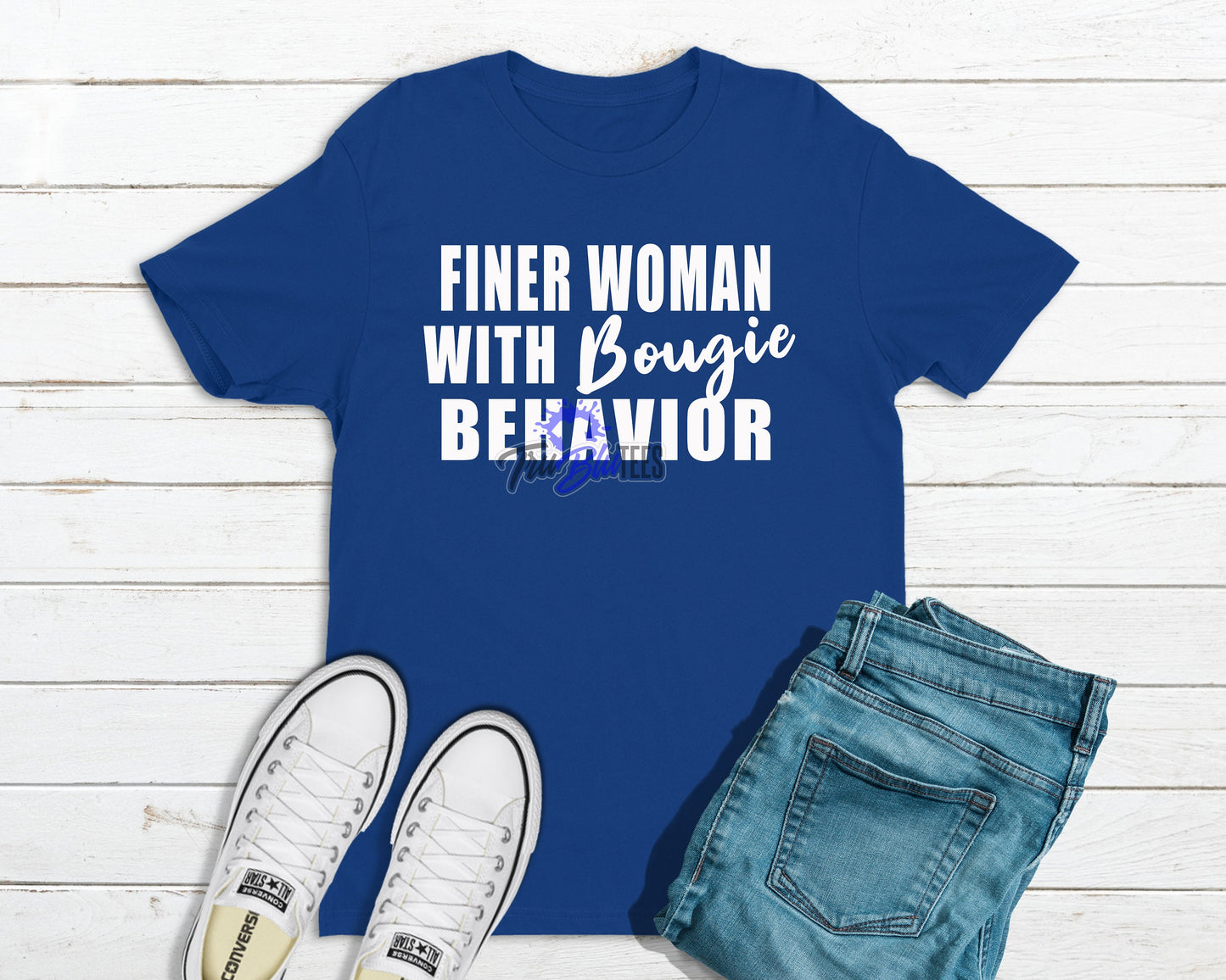 1920 FINER Bougie Behavior | Finer and Bougie | Z Phi B Inspired |  Royal Blue and White - Tru Blu TeeZ