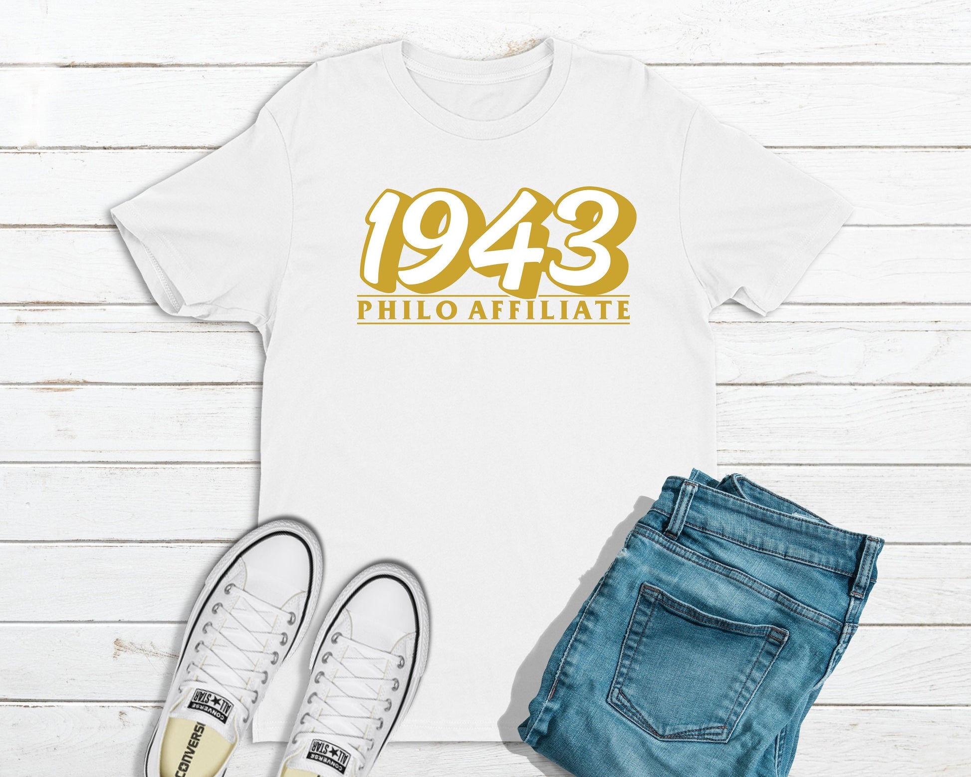 Block 1943 Philo  | SHRHO Centennial | SGRHO Inspired | Gold and White - Tru Blu TeeZ