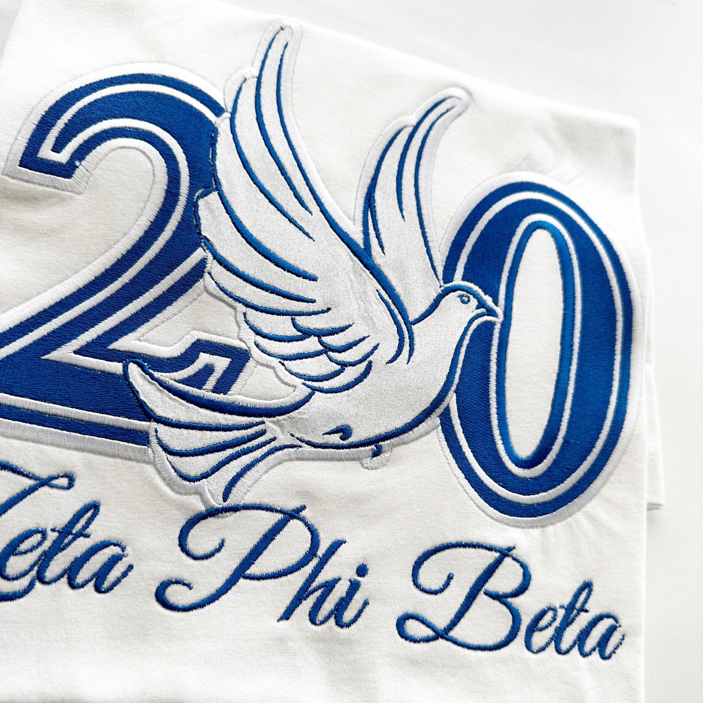 20 Dove Embroidered Top | Zeta Phi Beta| Zeta Anniversary|  Royal Blue and White - Tru Blu TeeZ