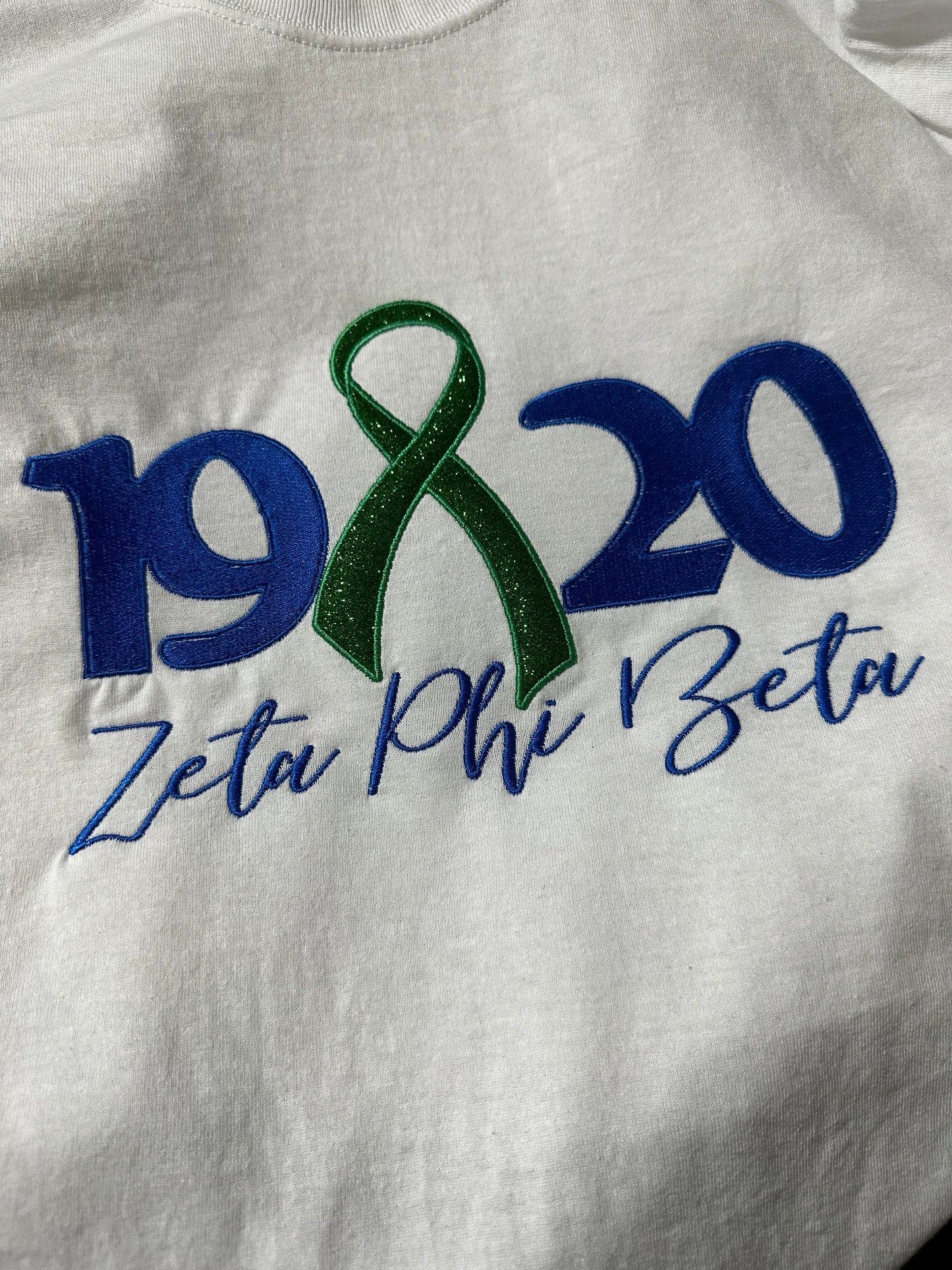 1920 Zeta Awareness Shirt Embroidered | Zeta Phi Beta| Zeta Awareness Shirt|  Royal Blue and White - Tru Blu TeeZ